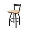 Holland Bar Stool Co 30" Low Back Swivel Bar Stool, Black Wrinkle, Nat Oak Seat 82130BWNatOak - alternate 1